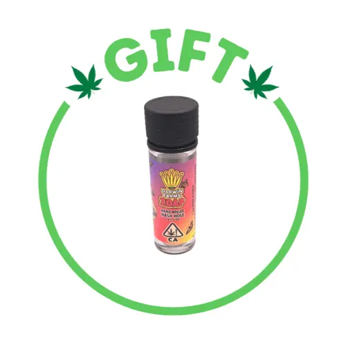 Giving Tree gifts Doja x Darwin Farms HashHole Jr, a hand rolled joint containing 1.5 grams of exotic flower and 0.5g of live hash rosin