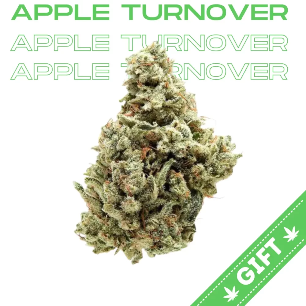 Giving Tree gifts Apple Turnover, an indica hybrid strain bred by Cannarado. It's a cross of Wedding Cake and Apple Juice.